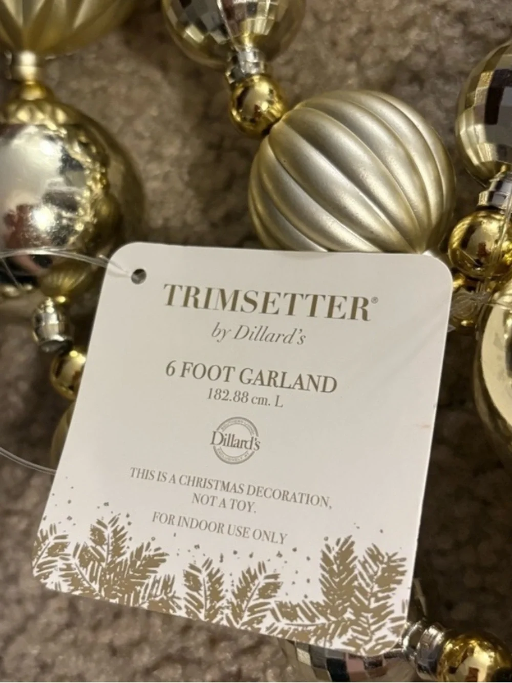 NWT -TRIMSETTER Set of 2 Ornament Garlands 6ft Each Red Gold Silver Christmas